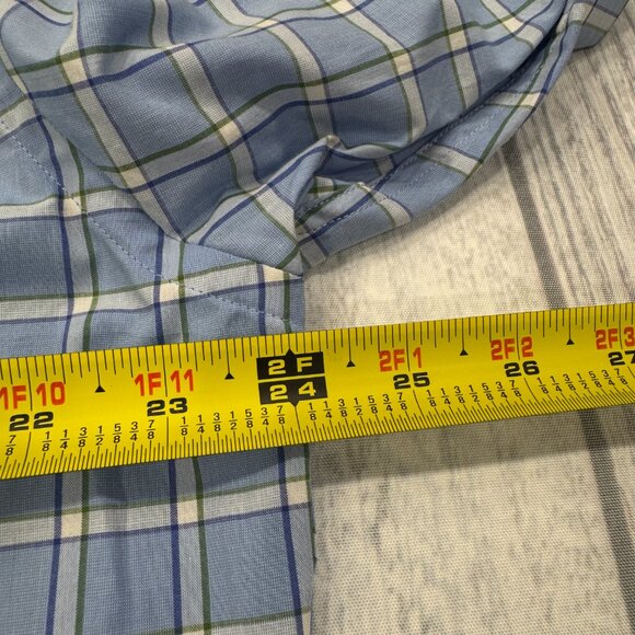 Tailorbyrd Button Down Shirt L Blue Plaid Flip Cuffs Mens - Picture 8 of 11